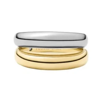 Ellis Domed Koleksiyonu İki Tonlu Paslanmaz Çelik Yığın Yüzük