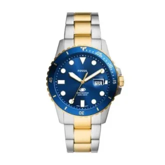 Fossil Blue Dive Üç İbreli Tarihli İki Tonlu Paslanmaz Çelik Saat