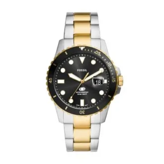 Fossil Blue Dive Üç İbreli Tarihli İki Tonlu Paslanmaz Çelik Saat