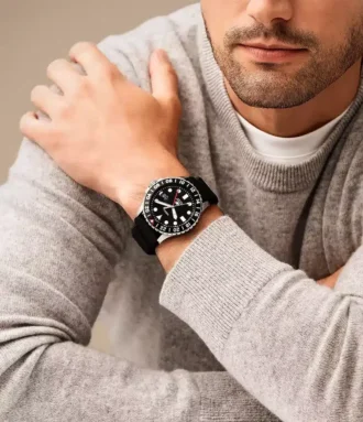 Fossil Blue GMT Siyah Silikon Saat