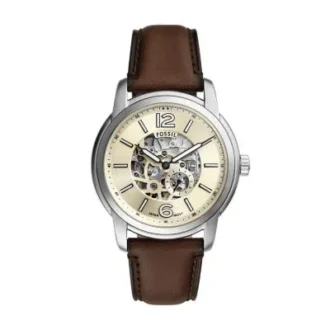 Fossil Heritage Otomatik Kahverengi Deri Saat