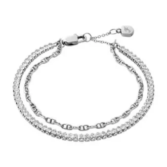 Heritage D-Link Glitz Gümüş Rengi Pirinç Zincir Tenis Bilezik