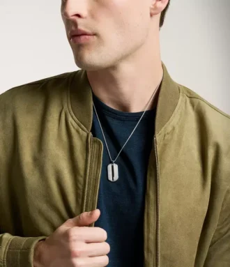Makine Tırtıllı Dokulu Paslanmaz Çelik Dog Tag Kolye
