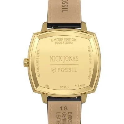 Nick Jonas x Fossil Machine Luxe Üç İbreli Siyah Timsah Derisi Saat Nick Jonas x Fossil Machine Luxe Üç İbreli Siyah Timsah Derisi Saat