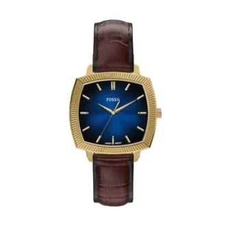 Nick Jonas x Fossil Machine Luxe Mavi Vignette Üç İbreli Kahverengi Timsah Derisi Saat