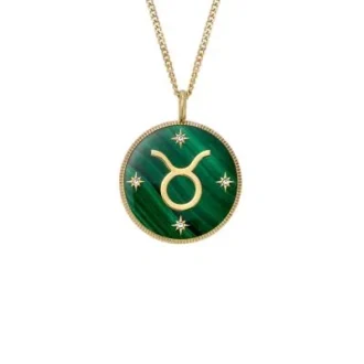 Taurus Sutton Zodiac Altın Rengi Paslanmaz Çelik Yeşil Malakit Kolye Taurus Sutton Zodiac Altın Rengi Paslanmaz Çelik Yeşil Malakit Kolye